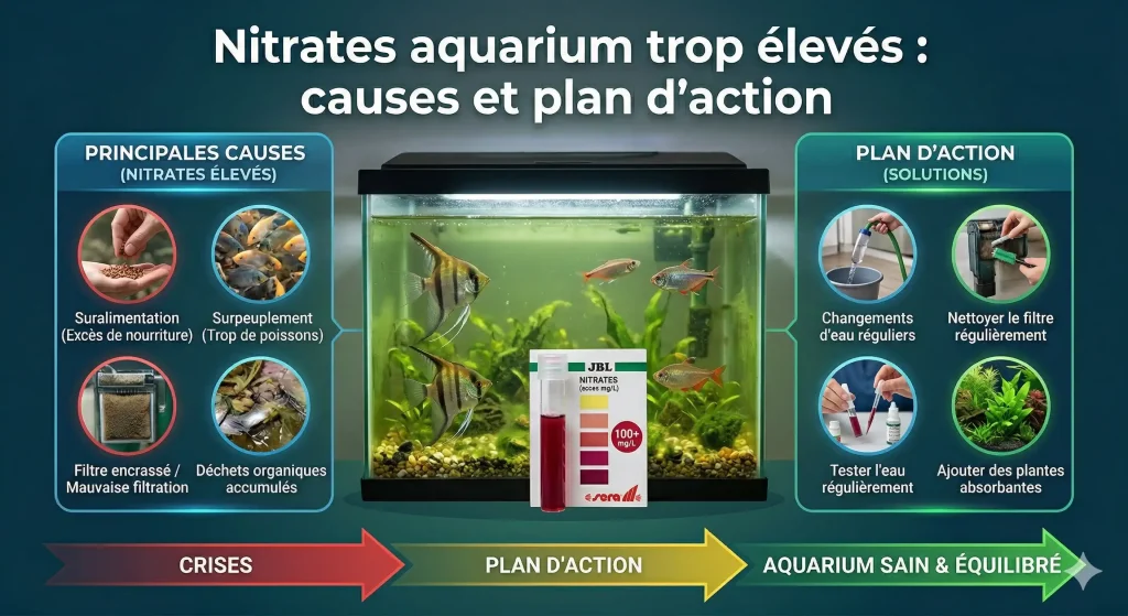 Nitrates aquarium élevés dans un bac planté débutant