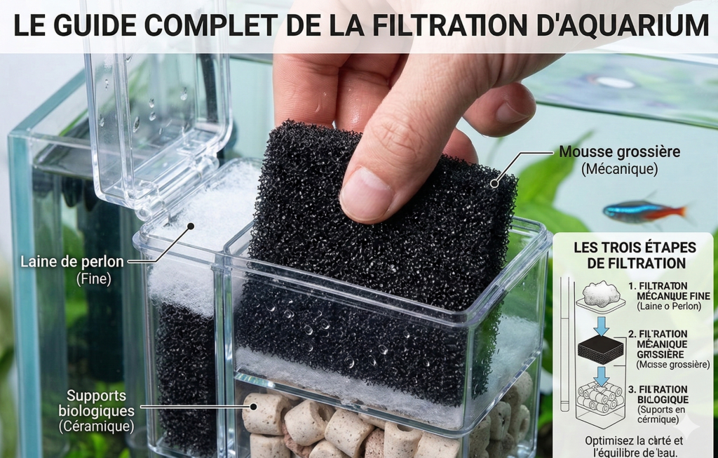 Nettoyage filtre aquarium dans un bac planté débutant