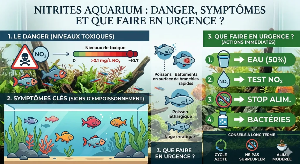 Nitrites aquarium élevés dans un bac planté débutant