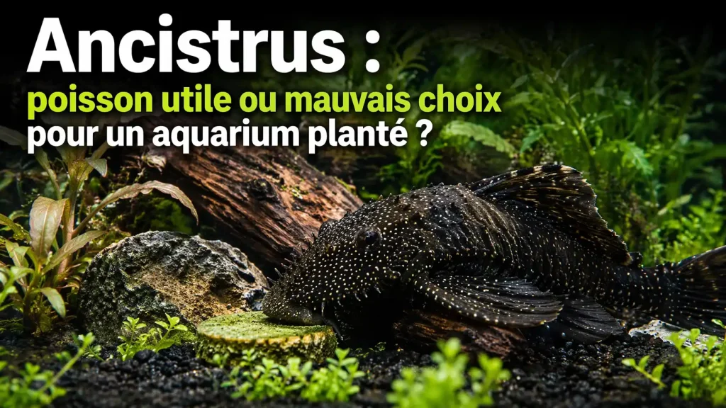 Ancistrus dans un aquarium planté avec racines