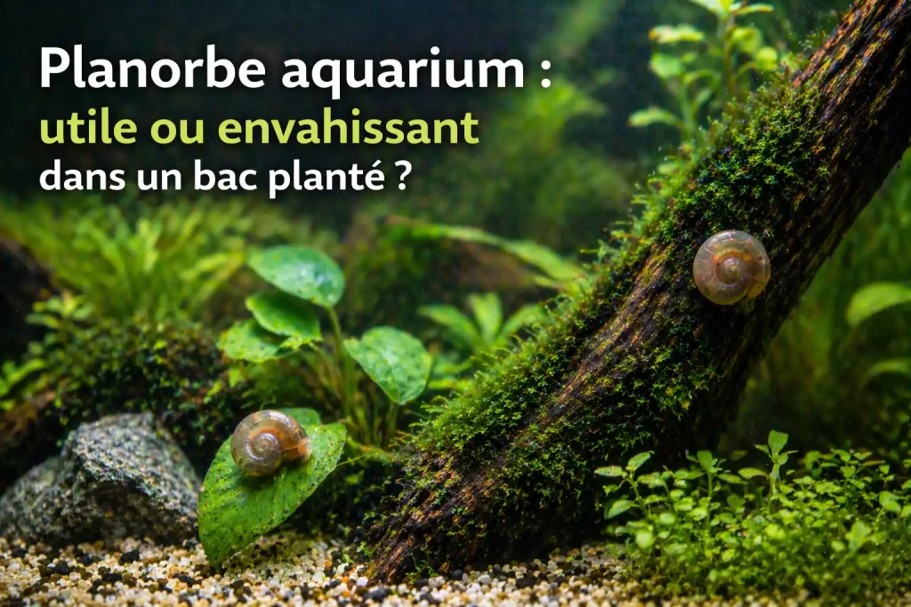 Plusieurs planorbes dans un aquarium planté