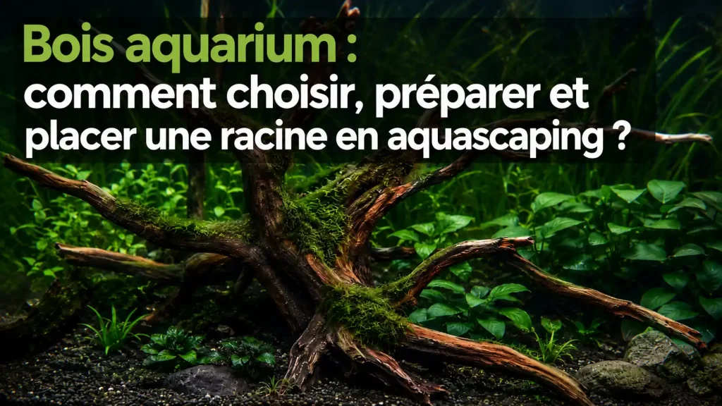 Bois aquarium type Spider Wood placé en hardscape avec mousse de Java