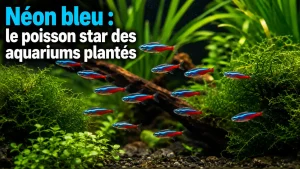 Banc de Poisson Neon -Néons bleus dans un aquarium planté