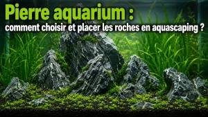 Pierre aquarium type Seiryu placée en hardscape dans un aquascape